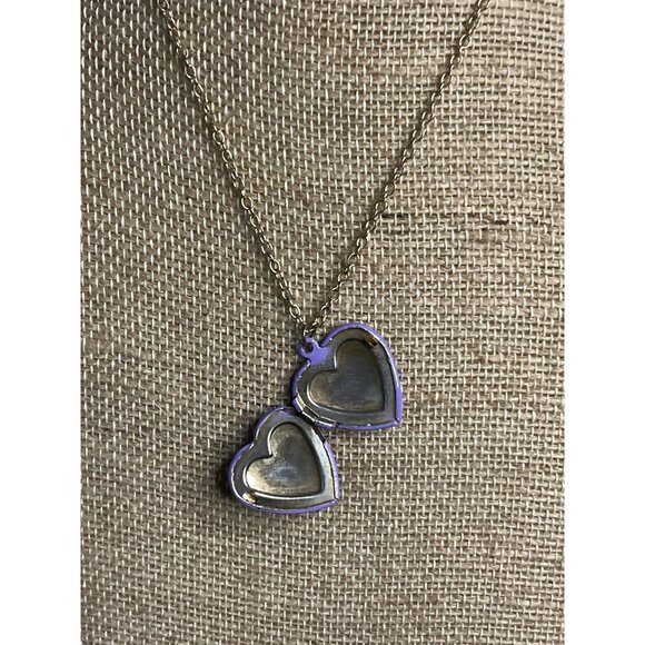 Dainty Silver Tone Purple Heart Fox Locket Necklace - Picture 5 of 8
